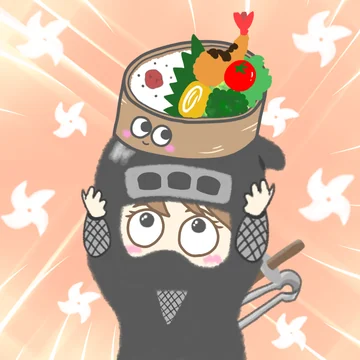 お弁当をのせた忍者くらり